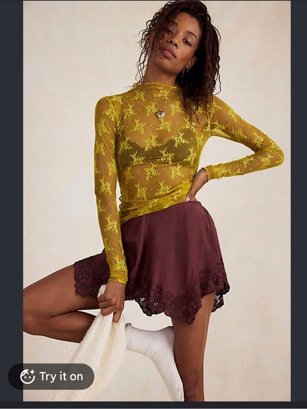 Free People Lady Lux Printed Layering Top